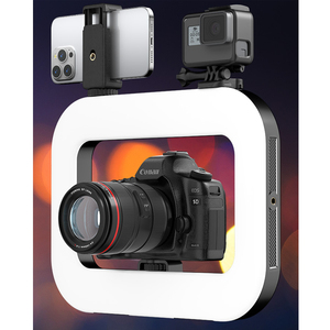 Đèn <span class=keywords><strong>video</strong></span> vòng <span class=keywords><strong>LED</strong></span> RGB cầm tay dành cho quay vlog ngoài trời với giá đỡ ổn định và chân máy dùng cho điện thoại thông minh và máy ảnh - Product Image 6