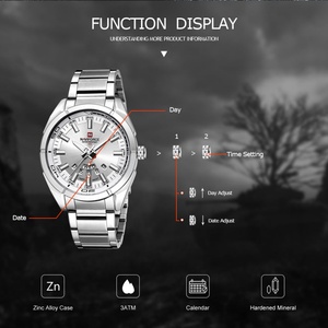 NAVIFORCE นาฬิกาลำลองคลาสสิกสำหรับผู้ชายสแตนเลสสตีลกีฬากันน้ำนาฬิกาควอตซ์แสดงวันที่นาฬิกาเรโลจิโอ มาสคูลิโน - Product Image 5