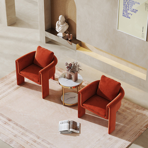 Chaise italienne nordique de luxe en tissu pour salon avec <span class=keywords><strong>accoudoir</strong></span> Chaise à coussin de dossier Combinaison de table basse Chaise de canapé de loisirs - Product Image 6