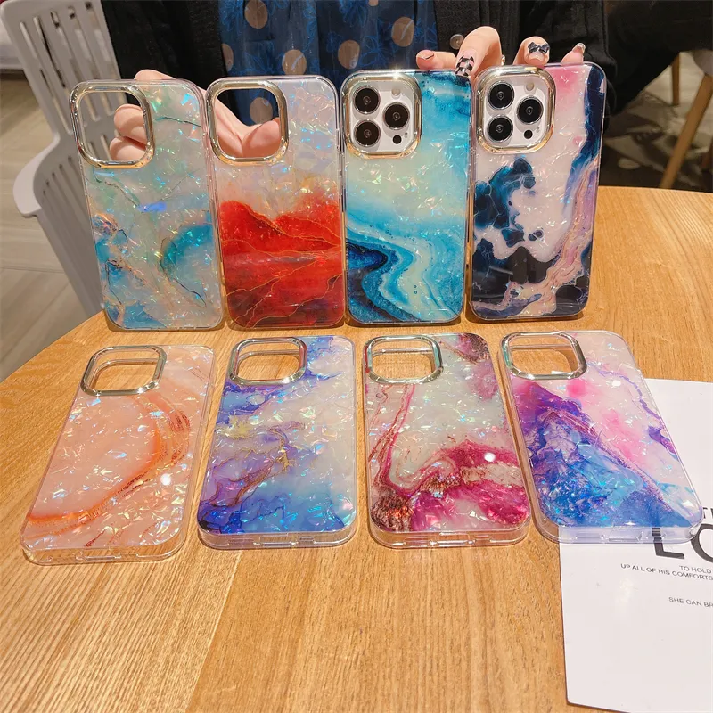 Electroplated Shell Pattern Marble Series Case for iphone 15 14 pro max 13 12 11 original high quality protective cover