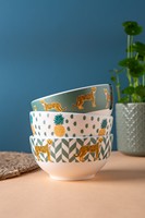 Ensemble de vaisselle en porcelaine écologique en gros, motif tête de léopard, assiette et bol, certifié LFGB BSCI, logo personnalisé