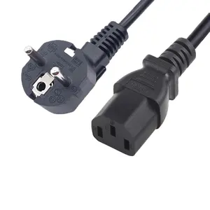 High quality 3 pin ac european power plug cable wholesale eu ac power cord for computer power cord connector