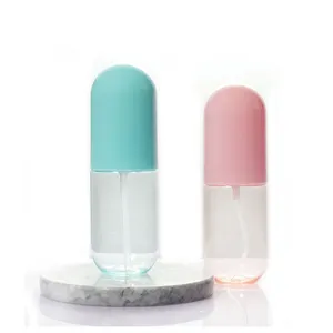 Flacon pulvérisateur de brume corporelle en plastique rechargeable en forme de capsule 40ml 60ml 100ml, flacon vide coloré pour tonique et lotion avec pompe - Product Image 2