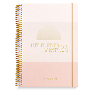 Planificador de vida horizontal 2024 A5 en rosa con pestañas móviles, logotipo personalizado, lista de tareas pendientes y caja planificadora de manifestación de Agenda, embalaje - Product Image 1
