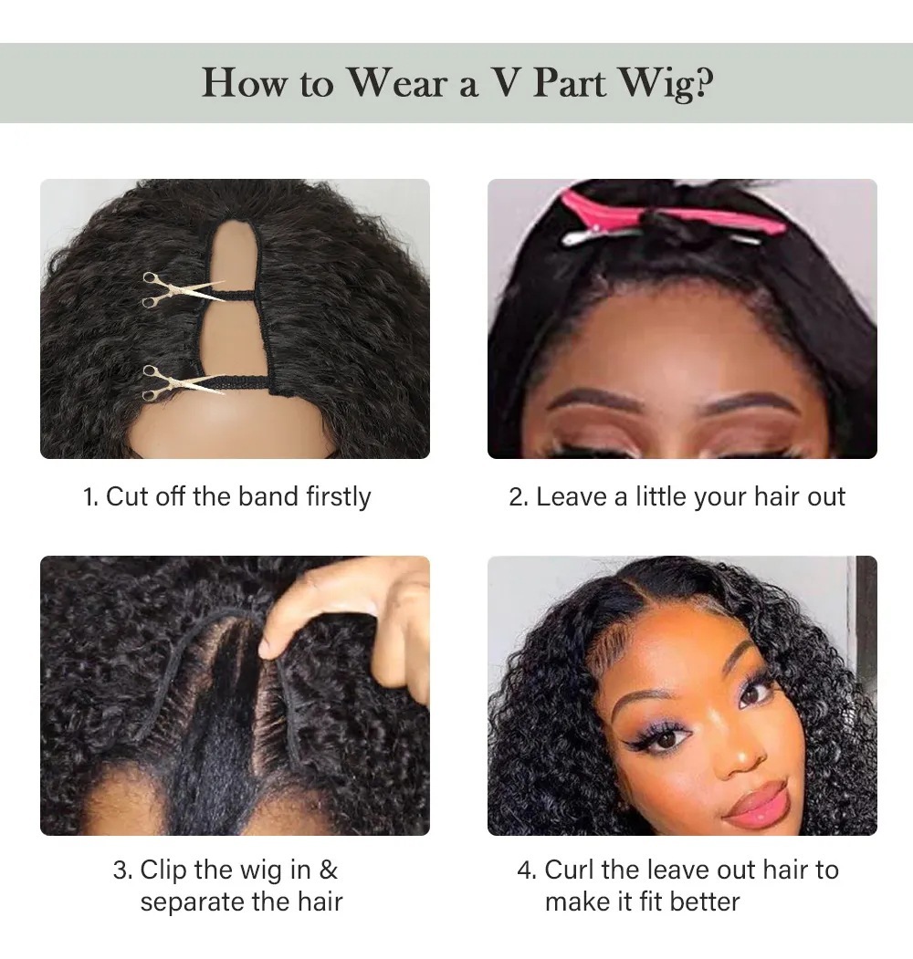 KAMA Wholesale Transparent Lace Kinky Straight Curly Wig 180% Density High Fiber V Part Synthetic Braided Unique Bouncy Curls Detail Section 4
