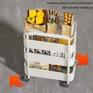 Carrito de Almacenamiento Rectangular de 3/4/5 Niveles, Carrito Móvil con Cestas de Malla para Verduras, Organizador - Product Image 3