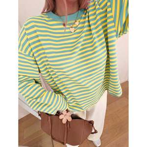 เสื้อสเวตเตอร์คอเรือลายทางสีชมพูอมเทา ไซส์ XS สำหรับผู้หญิง - Product Image 1