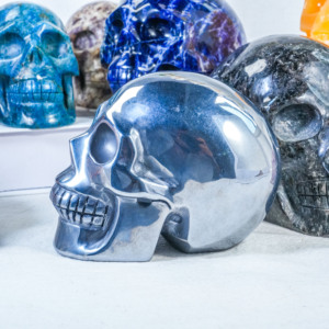 Tengkorak kristal alami kualitas tinggi grosir ukiran tangan kerajinan kristal lainnya dekorasi Halloween tengkorak Tera Hertz - Product Image 3