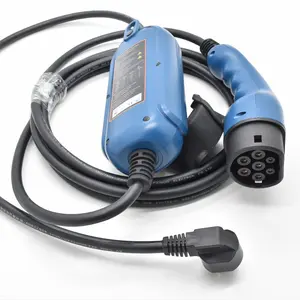 WESTSAM – câble de chargement de voiture bleu, 16a, Mode 2, prise femelle, câble de chargeur IEC EV portable, type 2, connecteur ev