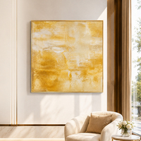 Peinture à l'huile abstraite Mustard Relief sur toile, Ocre Or Crème Impasto Pinceau Sec, Taille Personnalisée, Vente en Gros Direct Usine d'Art