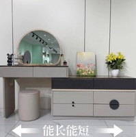 Commode de chambre moderne en panneaux MDF avec plateau, 6 tiroirs, éclairage intelligent, grand miroir réglable, durable, écologique, couleur personnalisable