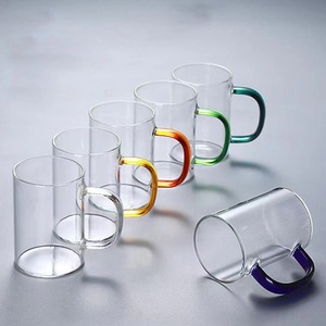 Tasses à <span class=keywords><strong>eau</strong></span> en <span class=keywords><strong>verre</strong></span> épaissi, six couleurs, poignées latérales, tasse à café résistante à la chaleur avec poignée - Product Image 3