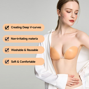 <span class=keywords><strong>Soutien</strong></span>-<span class=keywords><strong>gorge</strong></span> push-up invisible adhésif <span class=keywords><strong>en</strong></span> <span class=keywords><strong>silicone</strong></span> lavable grande taille avec bonnets ronds respirants pour femmes, idéal pour le sport - Product Image 3