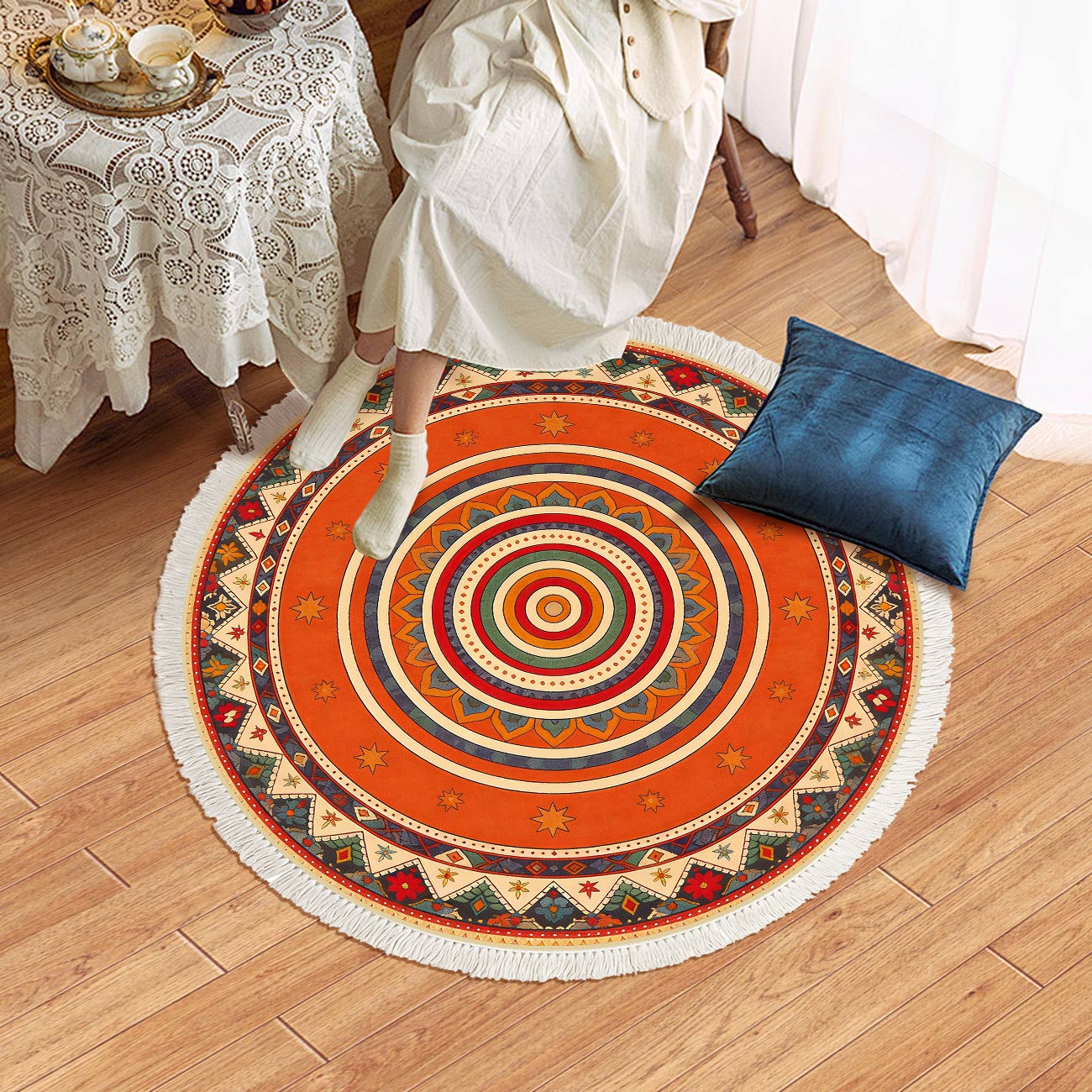 Grand tapis galerie Points Noués Fin XIXe 5metres