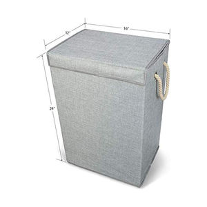 Leinenstoff 72L Faltbarer Aufbewahrung skorb Behälter Kleidung Organizer Faltbarer Wäsche korb mit Deckel und Griff Wäsche korb - Product Image 2