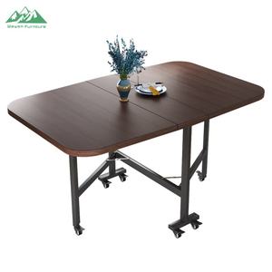 <span class=keywords><strong>Tavolo</strong></span> da Pranzo Pieghevole Industriale Wayon in Noce Scuro con Ali Pieghevoli, Ruote e Spazio di Archiviazione per Piccoli Ambienti - Product Image 4