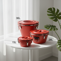 Boîte isotherme en acier inoxydable, ensemble de 3 pièces, 15L/26L/36L, chauffe-plats et refroidisseur avec poignées, design moderne et minimaliste