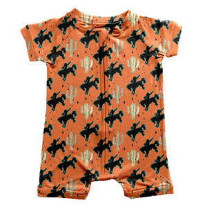 Nuovo arrivo ragazzo pagliaccetto con cerniera manica corta pantaloni corti modello occidentale tessuto di bambù estate <span class=keywords><strong>pigiama</strong></span> neonato - Product Image 2