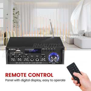 เครื่องขยายเสียงไฮไฟ 2.0 ช่องดิจิตอลบลูทูธเครื่องขยายเสียง 12V 240V รองรับบลูทูธ USB SD วิทยุพร้อมรีโมทคอนโทรล EU - Product Image 3