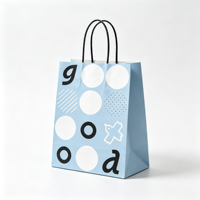 Sac cadeau en papier kraft bleu style Ins, sac à main portable pour emballage de souvenirs et de café à emporter