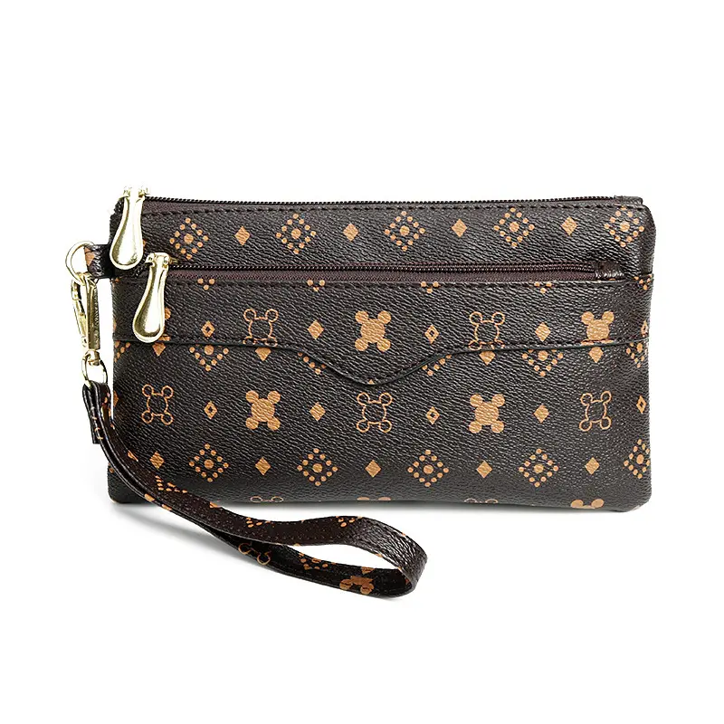 Luxury Trendy Brand Ladies Casual Clutch Bag Wristlet Zipper Purse PU Leather Phone Wallet Ladies Hand Bags