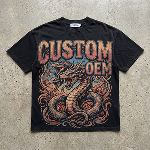 เสื้อยืดโอเวอร์ไซส์ทรงบ็อกซี่ ตัดเย็บแบบครอป ผ้าฝ้าย 100% 330 GSM พิมพ์ลายดิจิทัล ไหล่ตก สไตล์วินเทจ ทำสีซีดแบบดิสเทรส รับผลิตตามแบบ OEM - Product Image 1