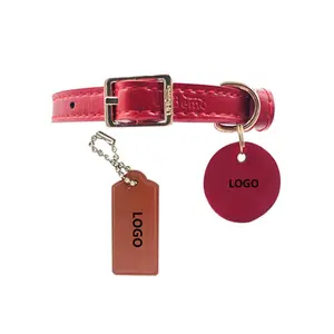 custom logo embossed red pink white black brown round jeans luxury pu leather hangtags dog belt handbags purse leather hang tag