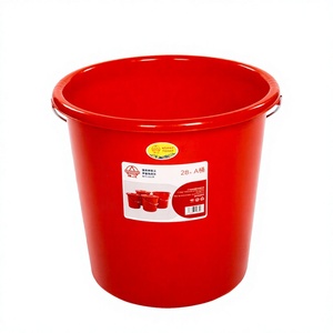Pearl River Red <b>Plastic</b> 28L Eco-friendly Classic Design <b>Food</b> <b>Container</b> with Handles Round Shape Injection Molded Storage Bin - Product Image 1