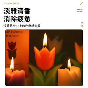 Tulip Scented Candle Flower Shape Soybean Mixed Wax Home Decoration Valentine's Day Gift - Product Image 5