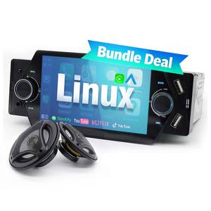 Paquete de Altavoces Estéreo para Auto, <span class=keywords><strong>Radio</strong></span> de Auto de 1 DIN con Pantalla Táctil HD de 5 Pulgadas, Carplay, Android Auto, Montaje en el Tablero, Tarjeta SD - Product Image 1