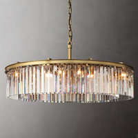 Lustre en cristal rétro américain, lustre de salon de style nordique, lumière circulaire simple, lampe suspendue de luxe à aspiration