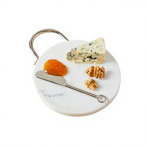 Planche à fromage en marbre au design unique avec poignée, planche à fromage de qualité supérieure, taille personnalisée, forme ronde. - Product Image 1