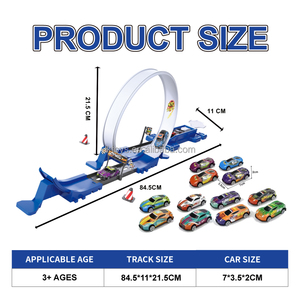 Kits de rails d'assemblage Lucky Toys, catapulte de <span class=keywords><strong>voiture</strong></span> avec petite <span class=keywords><strong>voiture</strong></span> en métal, jouet 360 °   <span class=keywords><strong>Circuit</strong></span> de course éducatif pour enfants avec voitures à boucle - Product Image 5