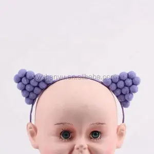 फैशन नवीनतम डिज़ाइन पोम्पोम धनुष बेबी एक्सेसरीज़ हेडबैंड हेडबैंड लड़कियों के बाल एक्सेसरी