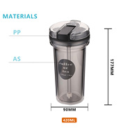 Nouvelle arrivée, tasse à café en plastique à double paroi isolée de 420 ml avec logo personnalisé, double mode de consommation, passe au lave-vaisselle