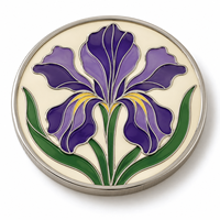 Pièce commémorative personnalisée en alliage de zinc motif fleur d'iris, cadeau promotionnel pour collections de souvenirs, fabrication OEM en gros