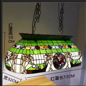 Lustre de style artistique en vitrail vert pour table de <span class=keywords><strong>billard</strong></span>, <span class=keywords><strong>lampe</strong></span> suspendue décorative pour salle à manger - Product Image 5