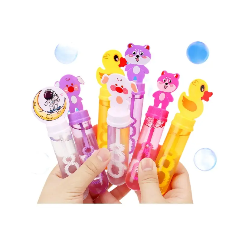 Grosir Pabrik Set tongkat gelembung Mini keluaran pembuat gelembung dengan solusi isi ulang gelembung baru untuk anak-anak 2 buah 2 tahun + kotak warna