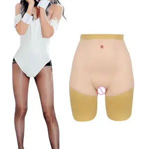 Costume de faux vagin pour femme, culotte taille haute en silicone, transgenre