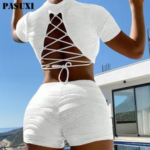 PASUXI New Arrivals Luxury Solid Color Beach Wear Women Sexy 2 Pieces Bikini Set High Waist Swimsuit Supplier