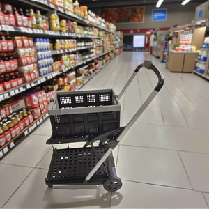 Đa Chức năng gấp xe 2 lớp nhôm gấp xe đẩy tiện ích di động Giỏ mua hàng với bánh xe - Product Image 6