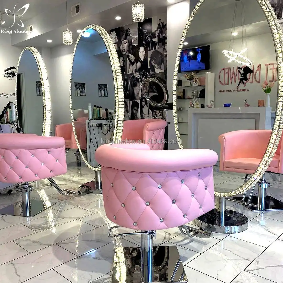 Kings hadow langlebige Metall Friseursalon Styling Stuhl Vintage modernen Salon rosa Friseurs tuhl für Salon