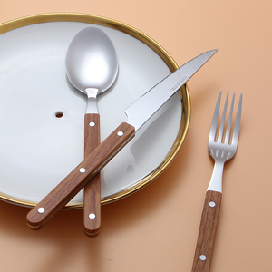 Tay Cầm Bằng Gỗ Thép Không Gỉ Dĩa Và Dao Sang Trọng Bộ Dao Kéo Màu Vàng Cho wedd Matte Vàng Dao Kéo Cho Đám Cưới - Product Image 3