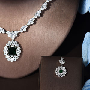 HIBRIDE, pendientes de flores de Zirconia cúbica brillante, collar de desfile, conjuntos de joyería de lujo para novias para mujeres, regalos de boda, bisutería para mujer, bijoux de moda para mujer - Product Image 3