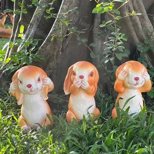 Trois Lapins Sages en Fibre de Verre, Lumière Décorative 3D à Motif Animal pour Affichage de Noël et Projets de Fêtes en Extérieur - Product Image 3