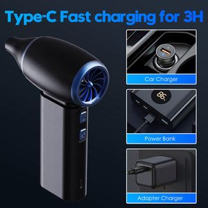 Ventilador de Alta Velocidad de 130000 RPM, Inalámbrico, sin Escobillas, Portátil, con Iluminación LED, Batería de 5000 mAh para Uso en Automóviles - Product Image 4
