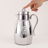 Mayflower Modern Sliver Tone 1 Liter Plastik Berlapis Kaca Teko Kopi Arab Teko Teh Vacuum Jug