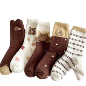 Fleece-Lined Thick Warm Mid-Calf <b>Socks</b> Cute Cartoon Bear Design Women Autumn Winter Soft Cozy <b>Sleep</b> <b>Socks</b> - Product Image 3