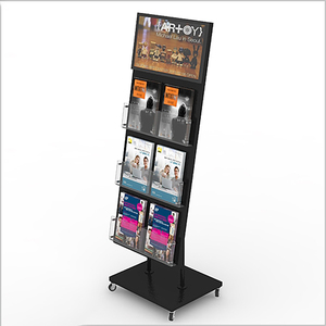 Espositore per Brochure A4 Personalizzato a Più Livelli, Porta-Documenti Mobile in Metallo e Acrilico con Ruote per Librerie ed Esposizioni - Product Image 5