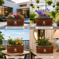 Jardinera de Madera Rústica para Flores, Caja de Madera de Eucalipto con Revestimiento Impermeable para Decoración de Jardín y Balcón